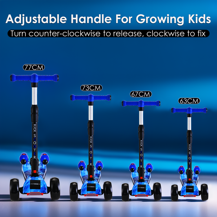 3-Wheel Foldable Kids Scooter with Bluetooth & Lights | Galaxy Blue