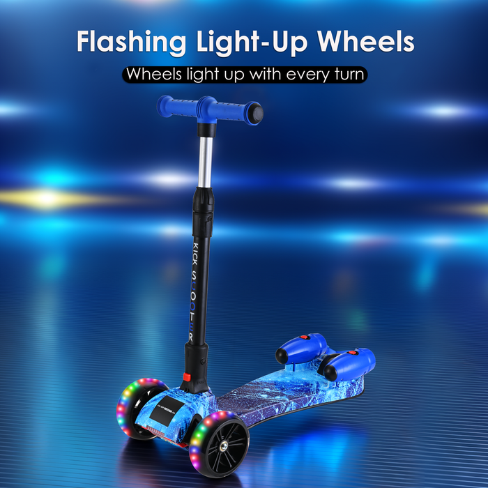 3-Wheel Foldable Kids Scooter with Bluetooth & Lights | Galaxy Blue
