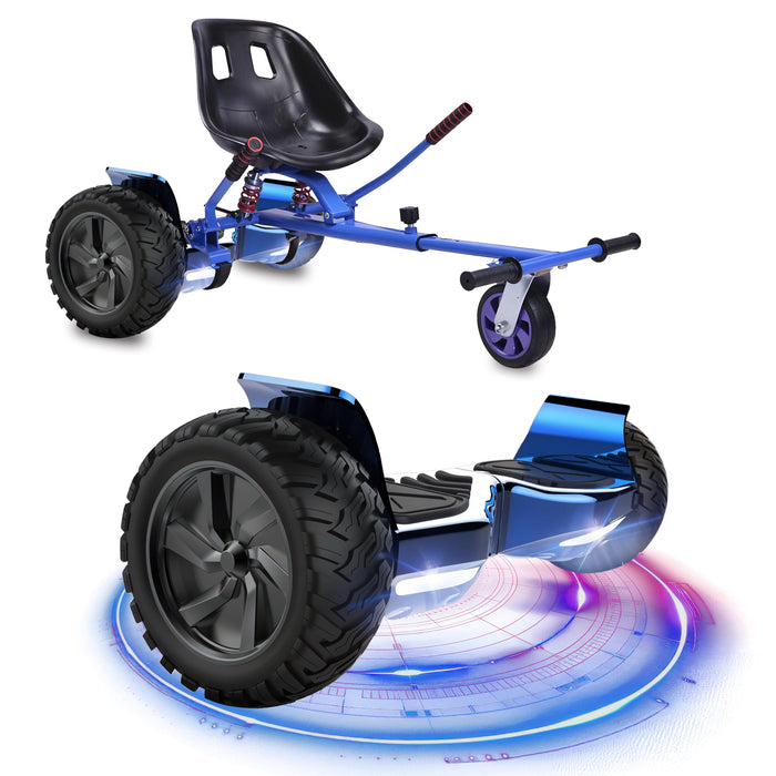 All Terrain Chrome Blue Hoverboard + Hoverkart Bundle