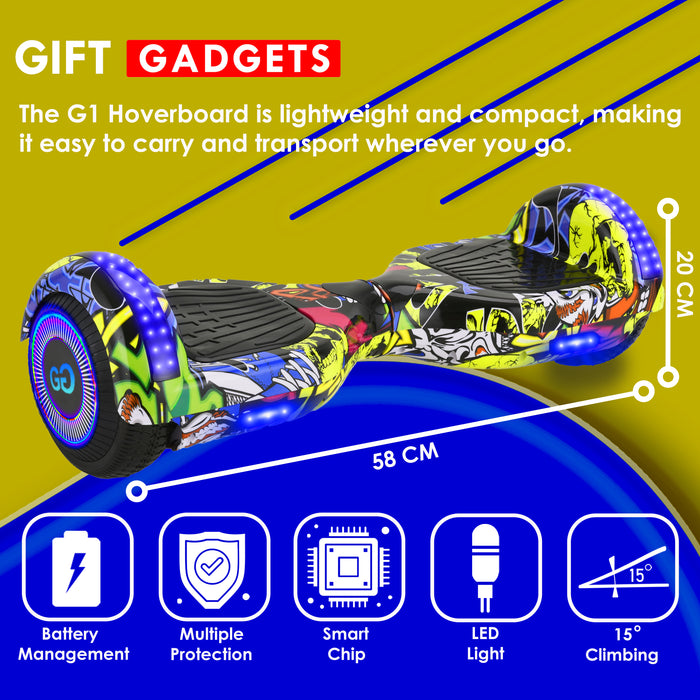 Yellow Graffiti Hoverboard Go-Kart Bundle (UK) | Stand Out!