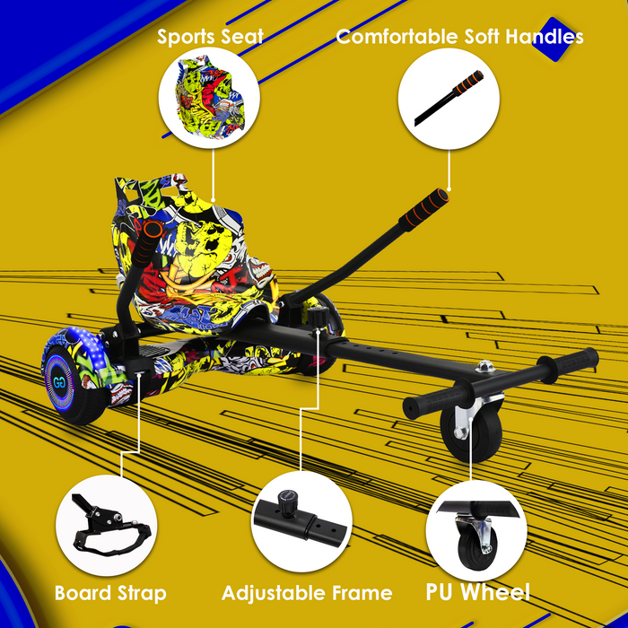 Graffiti Yellow Hoverkart Kart Frame Accessory | For Hoverboards