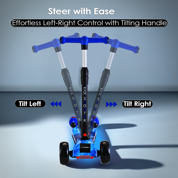 3-Wheel Foldable Kids Scooter with Bluetooth & Lights | Galaxy Blue