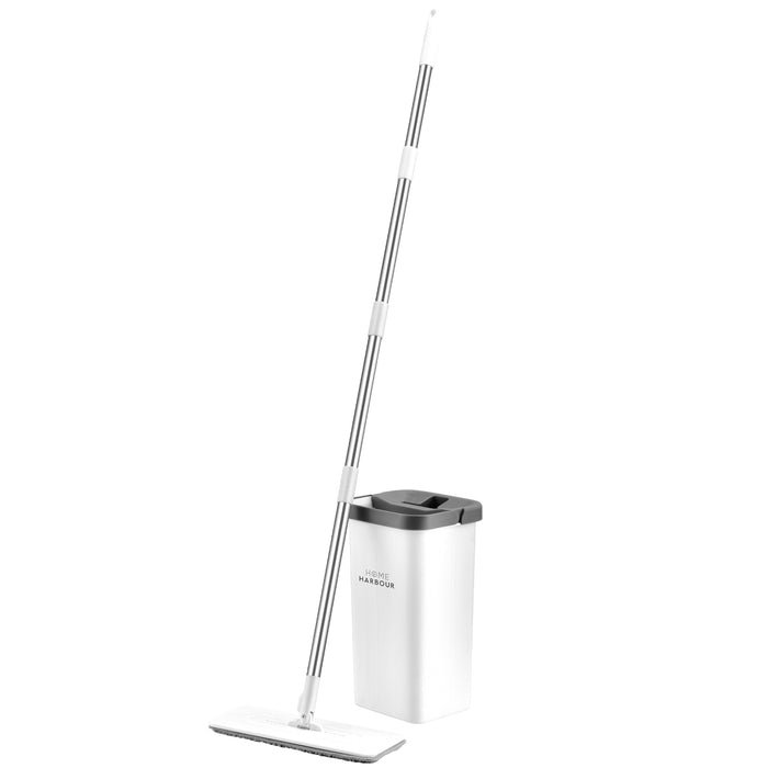 HH2 Max Aqua Press Mop & Bucket Set | Dual-Chamber Self-Cleaning Flat Mop by Home Harbour