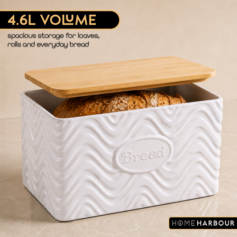 Home Harbour Clairmont Ceramic Canister Set – Tea, Coffee & Sugar Storage with Bamboo Airtight Lids