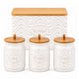 Home Harbour Clairmont Ceramic Canister Set – Tea, Coffee & Sugar Storage with Bamboo Airtight Lids