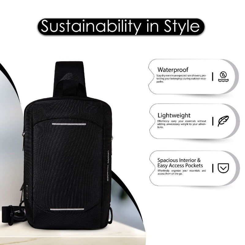 Urban Voyager Black Shoulder Bag Crossbody Chest Bag