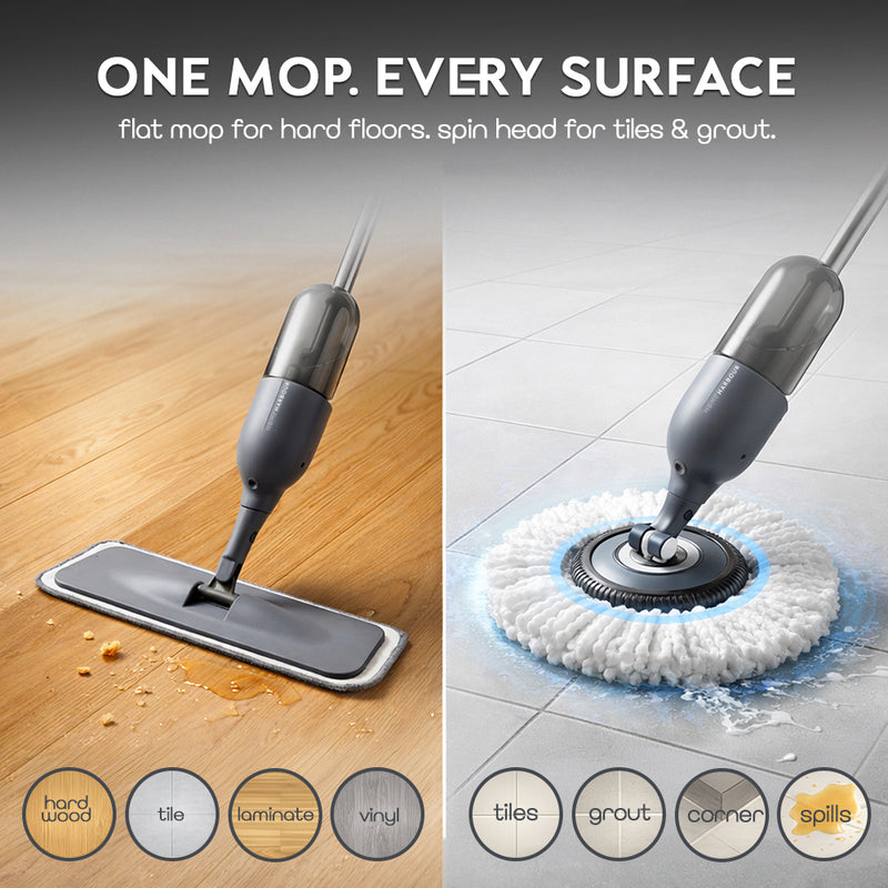 HH3 Pro Mist Mop Kit – 360° Floor Mop with Window Cleaner & Refillable Tank