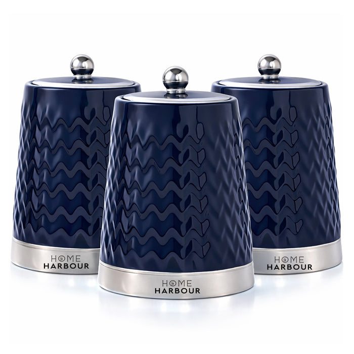 Home Harbour Eden Collection – 3-Piece Ceramic Canister Set with Airtight Lids