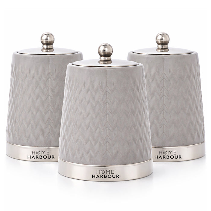 Home Harbour Eden Collection – 3-Piece Ceramic Canister Set with Airtight Lids