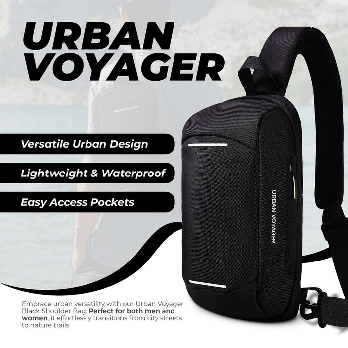 Urban Voyager Black Shoulder Bag Crossbody Chest Bag