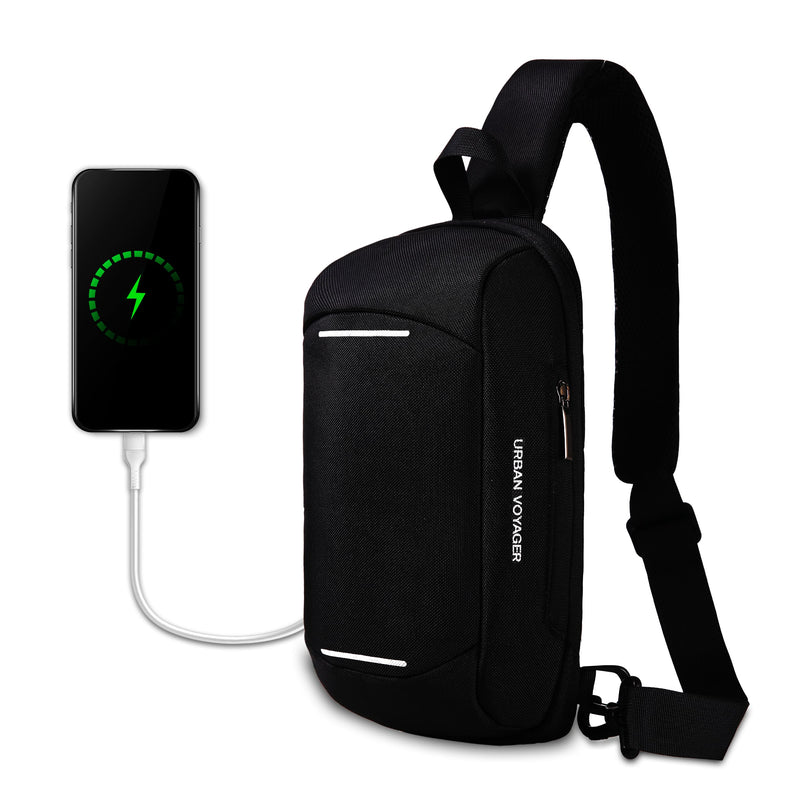 Urban Voyager Black Shoulder Bag Crossbody Chest Bag