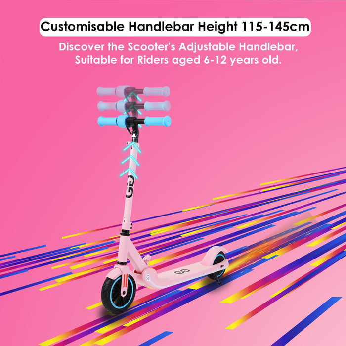 Child-Friendly Pink X1 Electric Scooter with Adjustable Handlebar