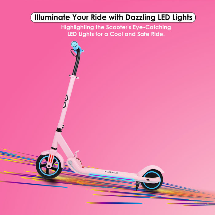 Safe Pink X1 Electric Scooter for Kids with Enclosed Motor