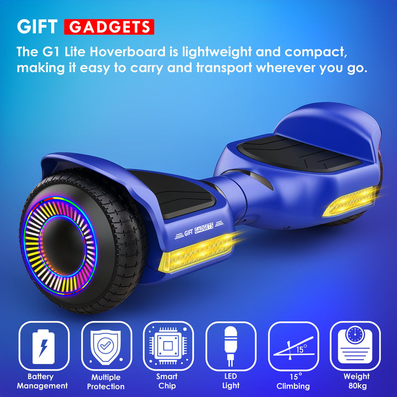 Azure Blue G1 Lite Hoverboard with Kart Ultimate Bundle