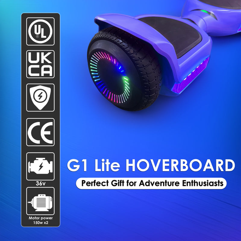 Azure Blue G1 Lite Hoverboard with Kart Ultimate Bundle