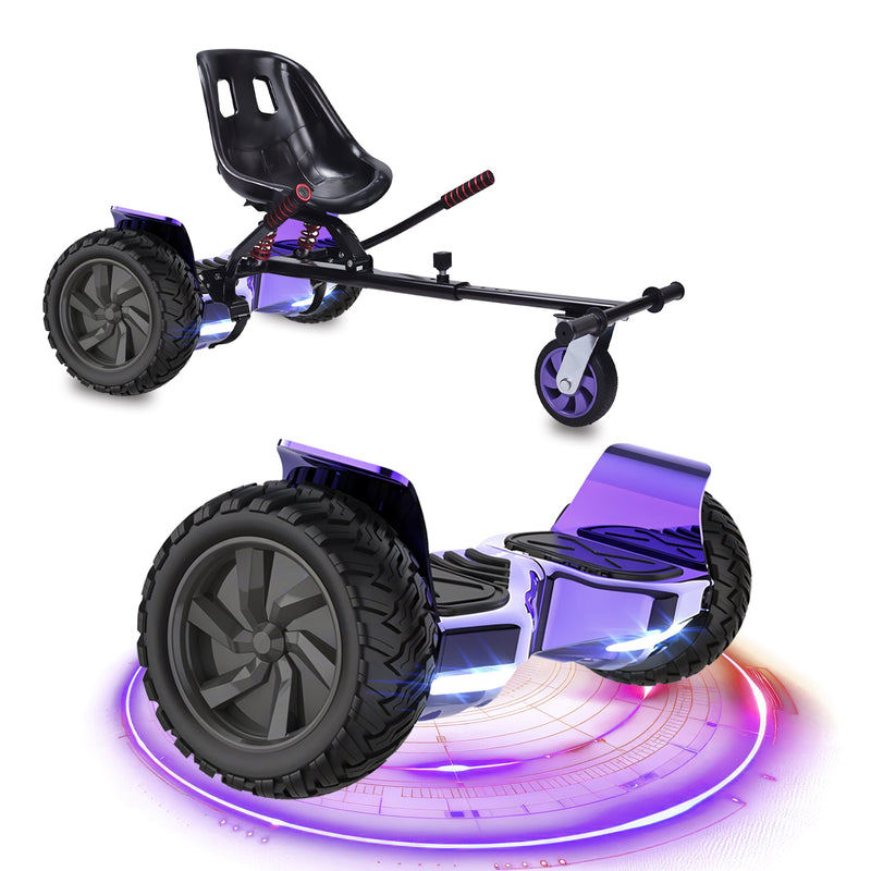 All Terrain Chrome Purple Hoverboard + Hoverkart Bundle