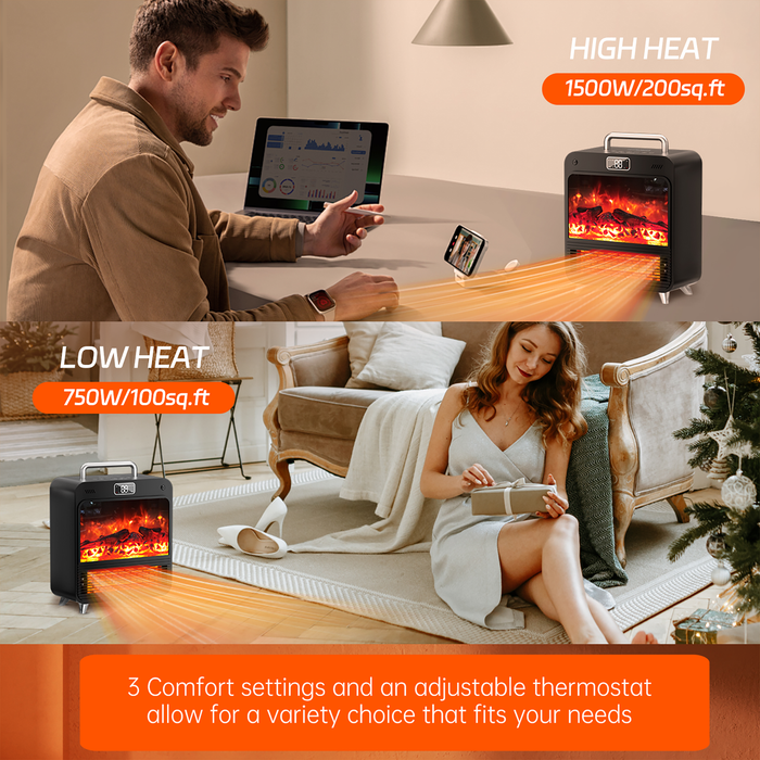 Home Harbour Electric Fireplace Heater – Freestanding 1500W