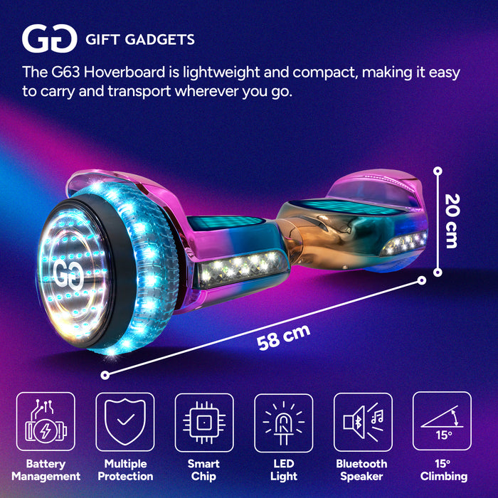 G63 Infinity Wheels App Enabled Hoverboard - Chromatic Magenta