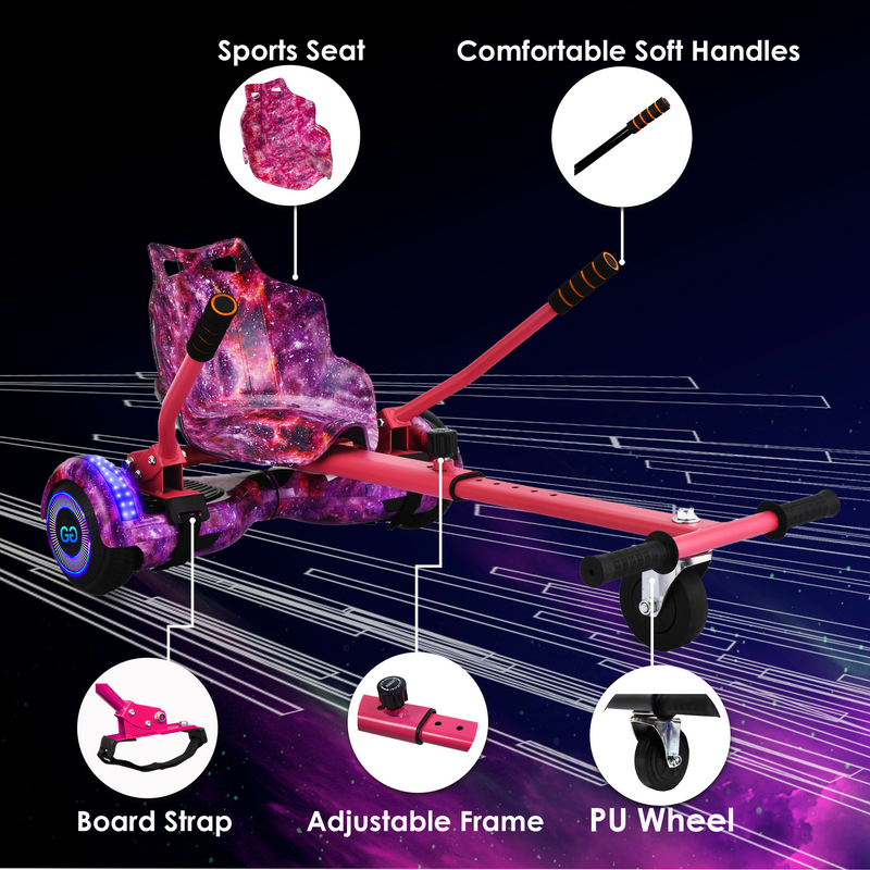 Ultimate Galaxy Pink Hoverkart | R1 For Hoverboard