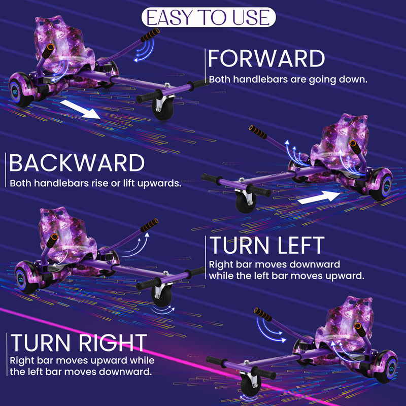 Purple Galaxy Hoverkart | Ride the Cosmos |  R1 Hoverboard Accessory