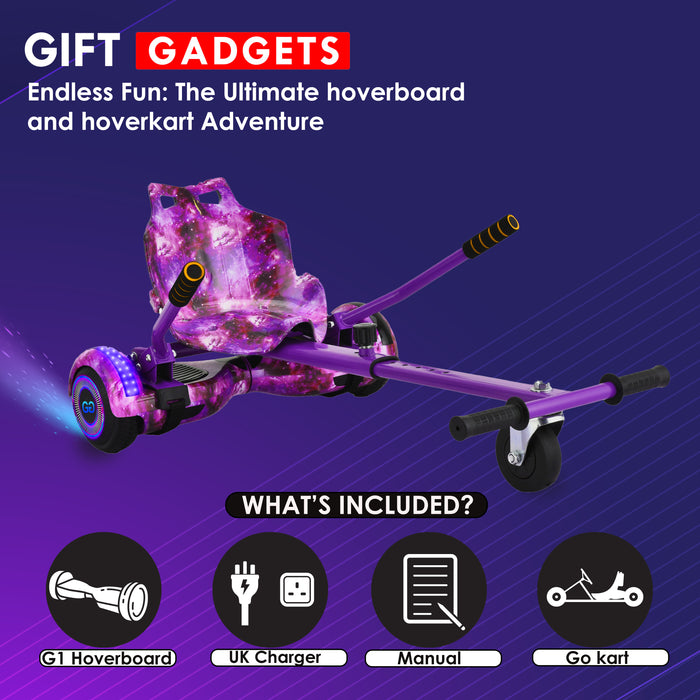 Galaxy Purple Hoverboard & Go-Kart Bundle | Fast Delivery