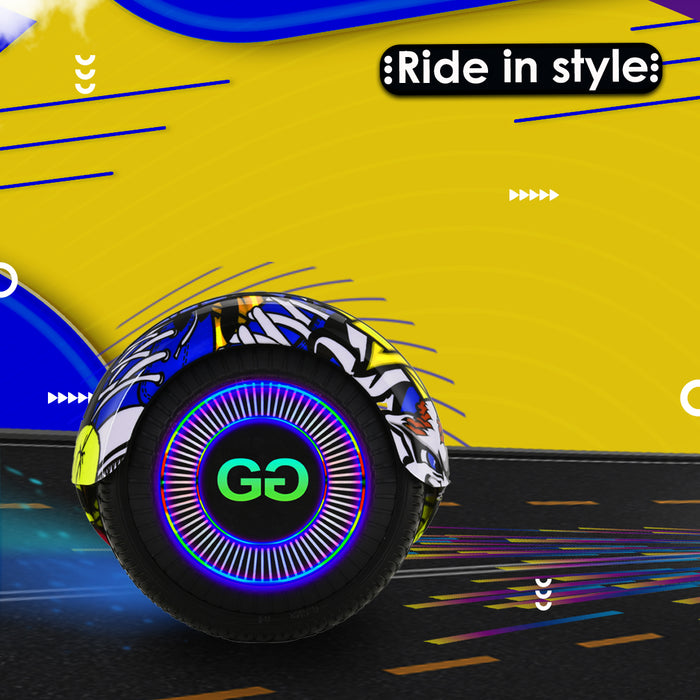 Yellow Graffiti Hoverboard Go-Kart Bundle (UK) | Stand Out!