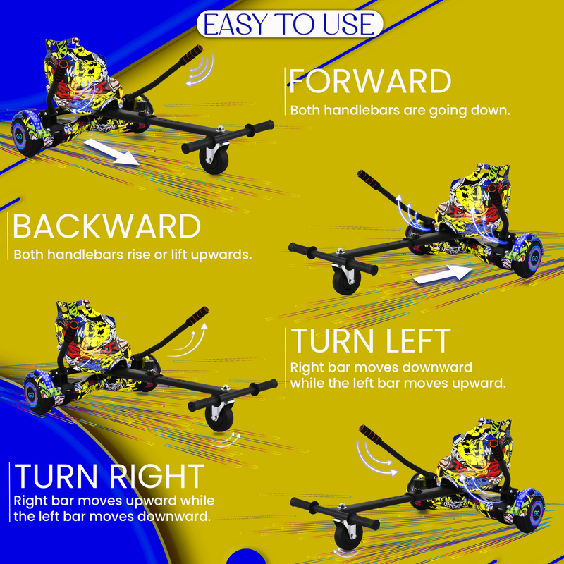 Graffiti Yellow Hoverkart Kart Frame Accessory | For Hoverboards