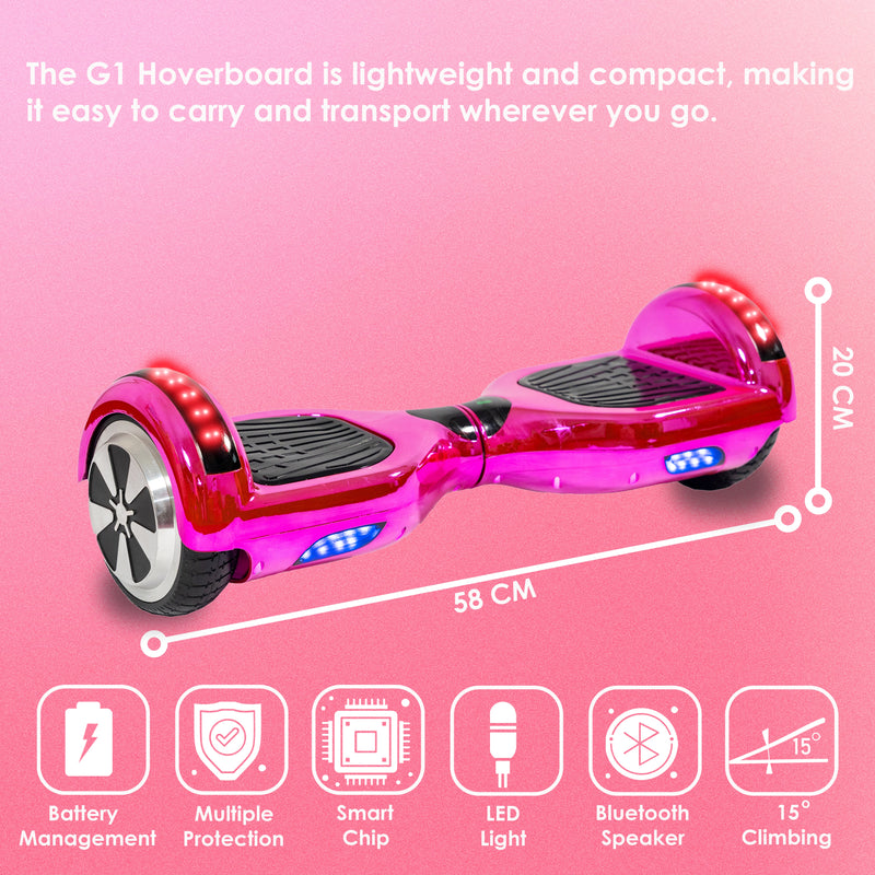 6.5" Chrome Pink Hoverboard with LED Lights & Bluetooth – Revix RX2