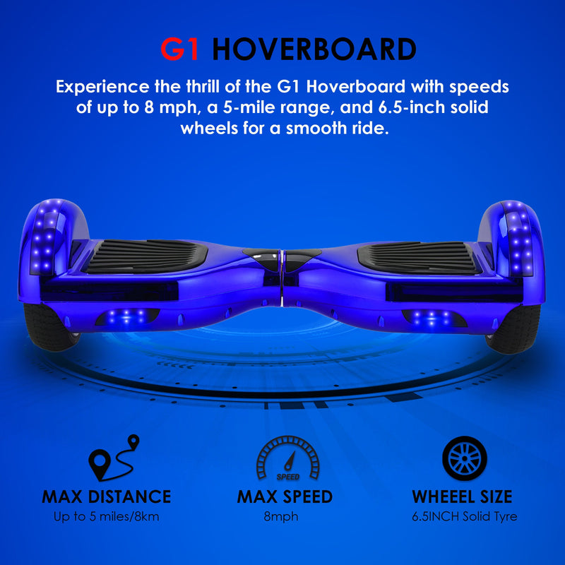 6.5" Chrome Blue Hoverboard with LED Lights & Bluetooth – Revix RX2