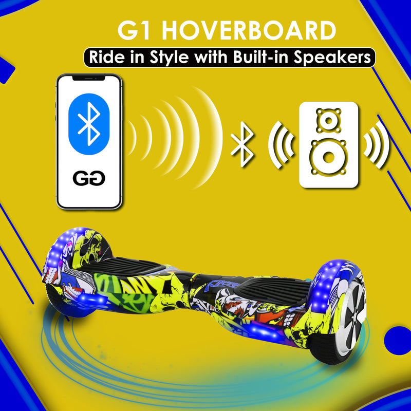 6.5" Graffiti Yellow Hoverboard with LED Lights & Bluetooth – Revix RX2