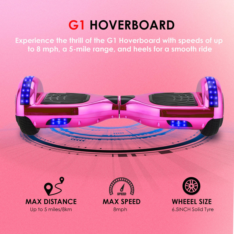 6.5" Chrome Pink Hoverboard with LED Lights & Bluetooth – Revix RX2