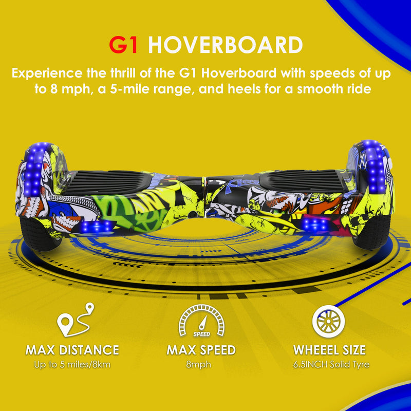 6.5" Graffiti Yellow Hoverboard with LED Lights & Bluetooth – Revix RX2