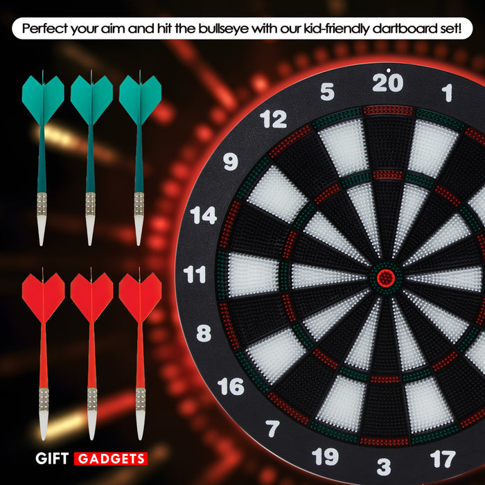Kids 16-Inch Safe Dartboard Set – Soft-Tip Rubber Darts, Indoor Fun