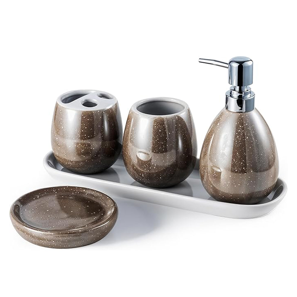 Ceramic Haven Luxe Collection – 5-Piece Oval Ceramic Bathroom Accessory Set – UK