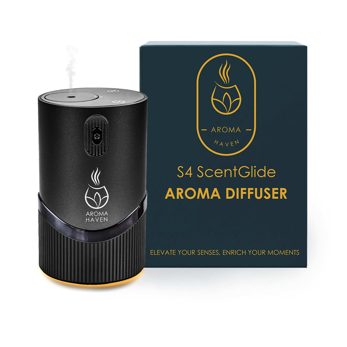 S4 ScentGlide Black Waterless Diffuser With Oil Sets – White Background UK