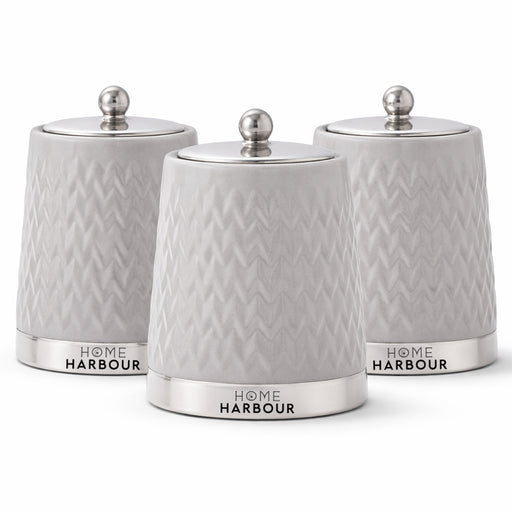 Home Harbour Eden Collection – 3-Piece Ceramic Canister Set with Airtight Lids – UK