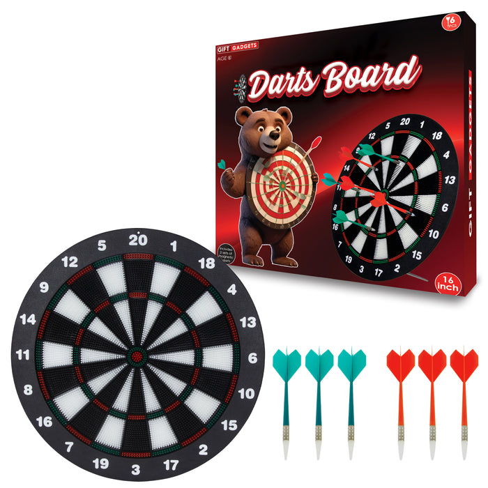 Kids 16-Inch Safe Dartboard Set – Soft-Tip Rubber Darts, Indoor Fun